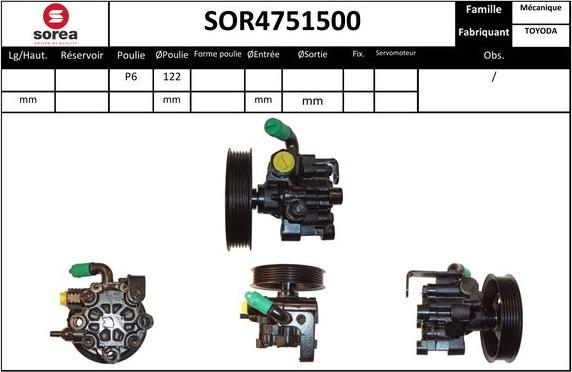 SNRA SOR4751500 - Гідравлічний насос, рульове управління, ГУР autozip.com.ua