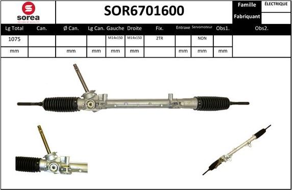 SNRA SOR6701600 - Рульовий механізм, рейка autozip.com.ua