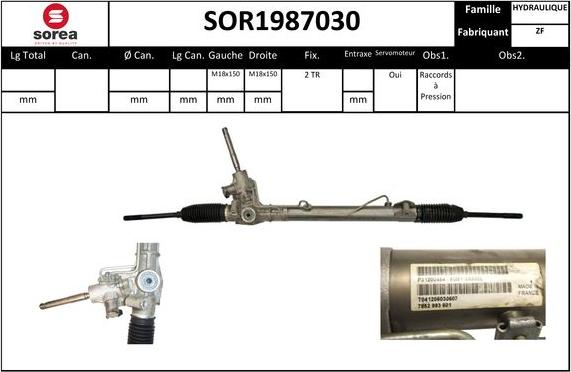 SNRA SOR1987030 - Рульовий механізм, рейка autozip.com.ua