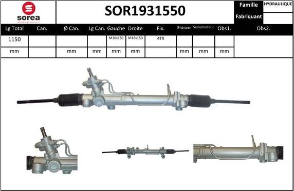 SNRA SOR1931550 - Рульовий механізм, рейка autozip.com.ua