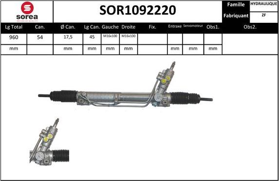 SNRA SOR1092220 - Рульовий механізм, рейка autozip.com.ua