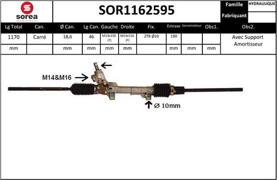 SNRA SOR1162595 - Рульовий механізм, рейка autozip.com.ua