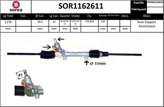 SNRA SOR1162611 - Рульовий механізм, рейка autozip.com.ua