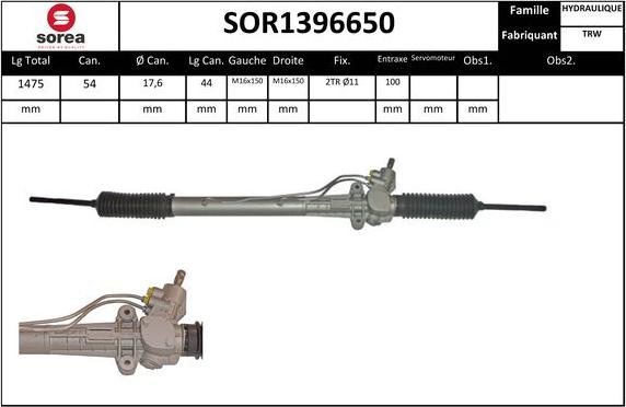 SNRA SOR1396650 - Рульовий механізм, рейка autozip.com.ua