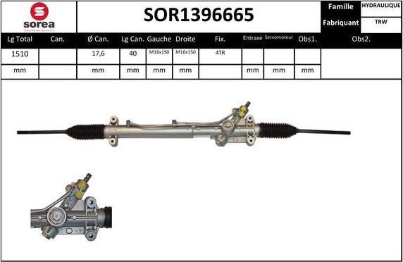 SNRA SOR1396665 - Рульовий механізм, рейка autozip.com.ua