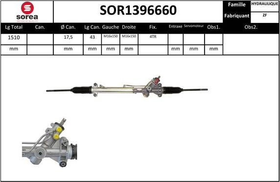 SNRA SOR1396660 - Рульовий механізм, рейка autozip.com.ua