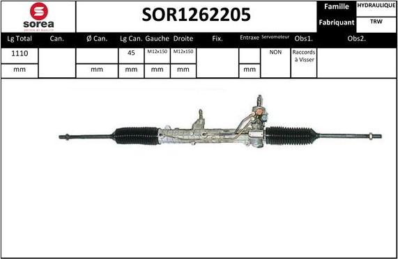 SNRA SOR1262205 - Рульовий механізм, рейка autozip.com.ua
