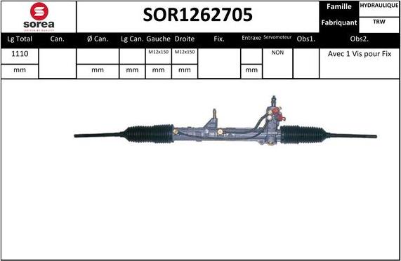 SNRA SOR1262705 - Рульовий механізм, рейка autozip.com.ua