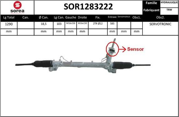 SNRA SOR1283222 - Рульовий механізм, рейка autozip.com.ua