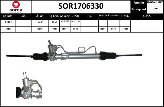 SNRA SOR1706330 - Рульовий механізм, рейка autozip.com.ua