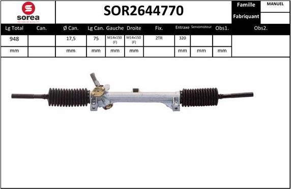 SNRA SOR2644770 - Рульовий механізм, рейка autozip.com.ua