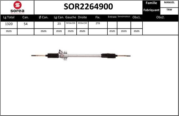 SNRA SOR2264900 - Рульовий механізм, рейка autozip.com.ua