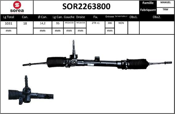 SNRA SOR2263800 - Рульовий механізм, рейка autozip.com.ua