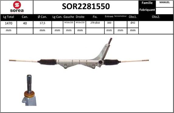 SNRA SOR2281550 - Рульовий механізм, рейка autozip.com.ua