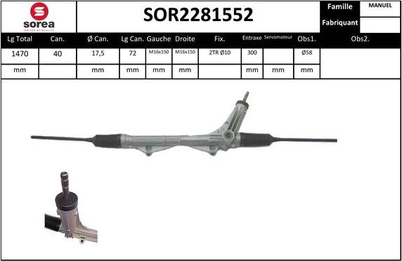 SNRA SOR2281552 - Рульовий механізм, рейка autozip.com.ua