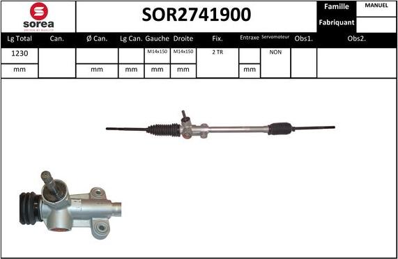 SNRA SOR2741900 - Рульовий механізм, рейка autozip.com.ua