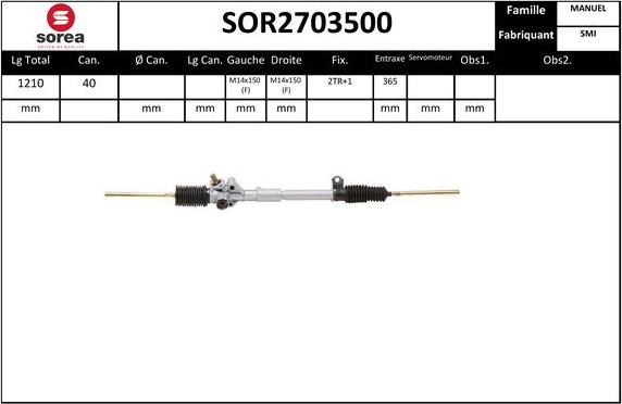 SNRA SOR2703500 - Рульовий механізм, рейка autozip.com.ua