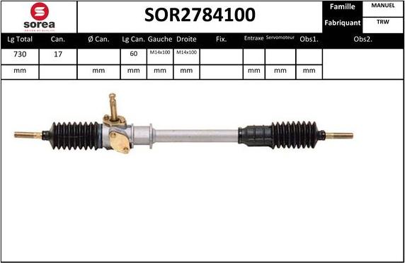 SNRA SOR2784100 - Рульовий механізм, рейка autozip.com.ua