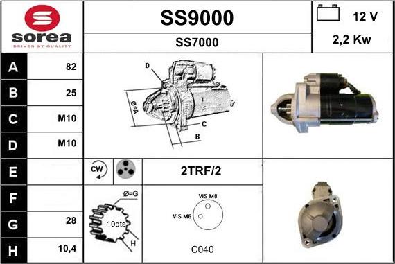 SNRA SS9000 - Стартер autozip.com.ua