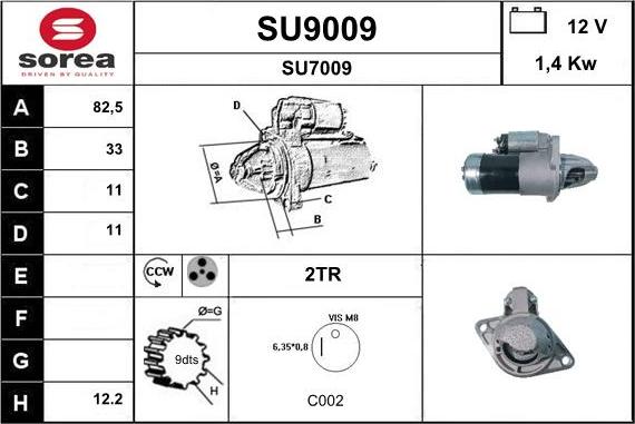 SNRA SU9009 - Стартер autozip.com.ua