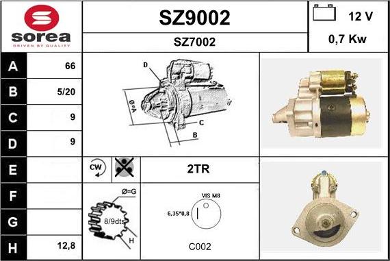 SNRA SZ9002 - Стартер autozip.com.ua