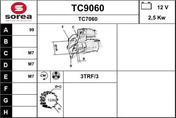 SNRA TC9060 - Стартер autozip.com.ua