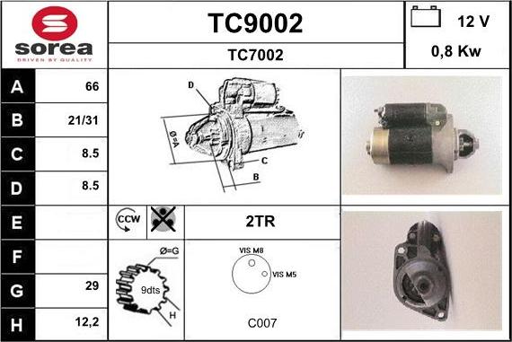 SNRA TC9002 - Стартер autozip.com.ua