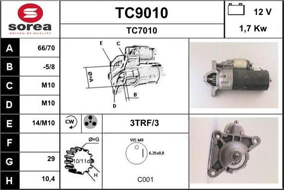 SNRA TC9010 - Стартер autozip.com.ua