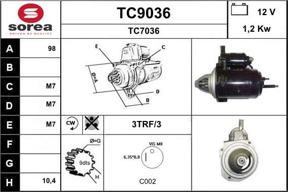 SNRA TC9036 - Стартер autozip.com.ua