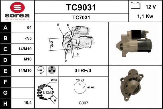 SNRA TC9031 - Стартер autozip.com.ua