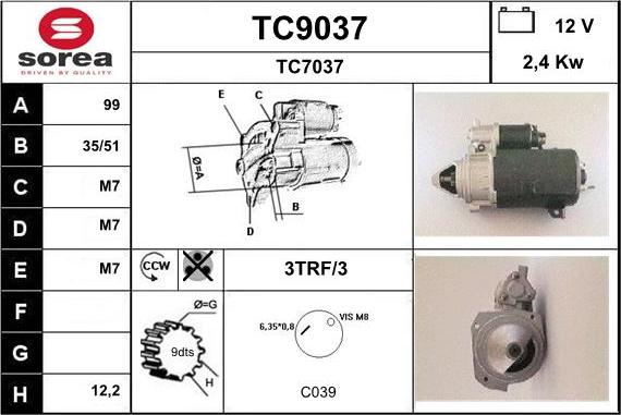 SNRA TC9037 - Стартер autozip.com.ua