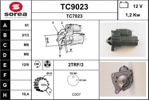 SNRA TC9023 - Стартер autozip.com.ua