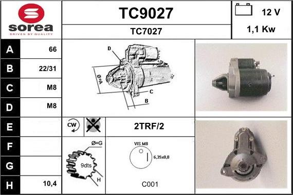 SNRA TC9027 - Стартер autozip.com.ua