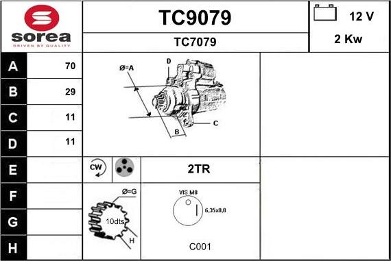 SNRA TC9079 - Стартер autozip.com.ua