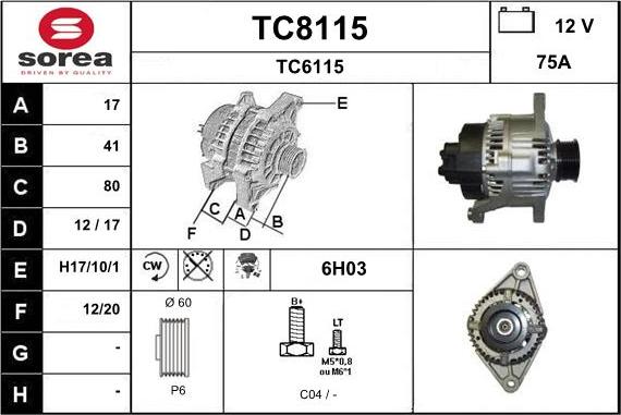 SNRA TC8115 - Генератор autozip.com.ua