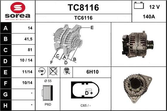 SNRA TC8116 - Генератор autozip.com.ua