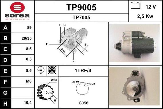 SNRA TP9005 - Стартер autozip.com.ua