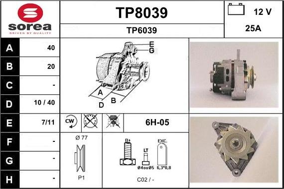 SNRA TP8039 - Генератор autozip.com.ua