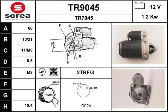 SNRA TR9045 - Стартер autozip.com.ua