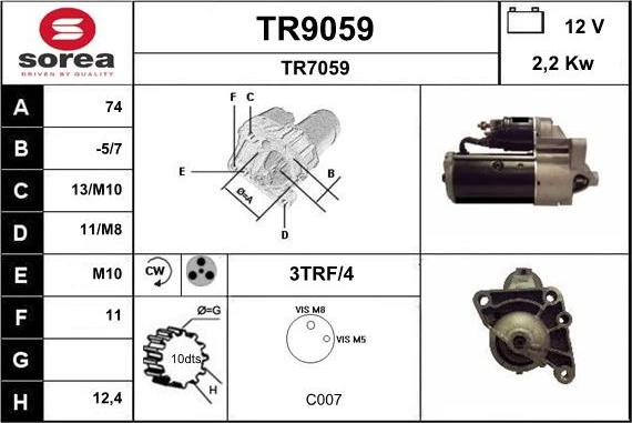 SNRA TR9059 - Стартер autozip.com.ua