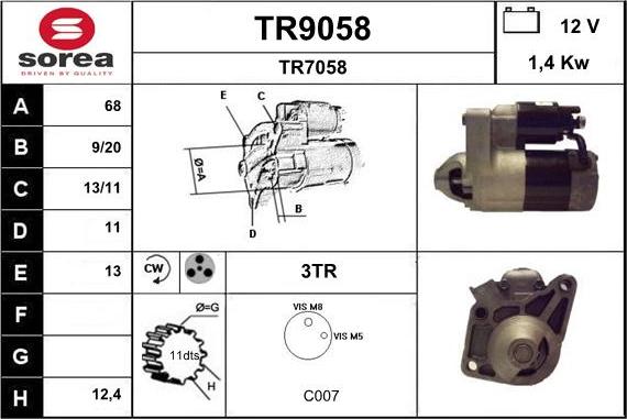 SNRA TR9058 - Стартер autozip.com.ua