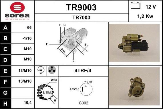 SNRA TR9003 - Стартер autozip.com.ua