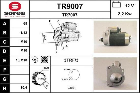 SNRA TR9007 - Стартер autozip.com.ua