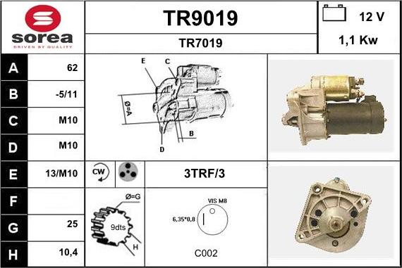 SNRA TR9019 - Стартер autozip.com.ua