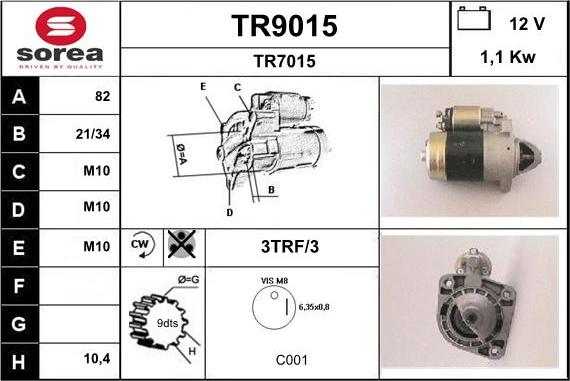 SNRA TR9015 - Стартер autozip.com.ua