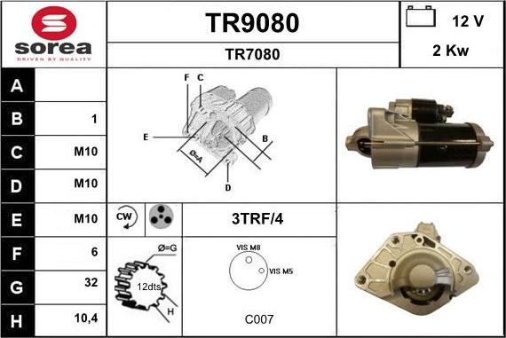 SNRA TR9080 - Стартер autozip.com.ua