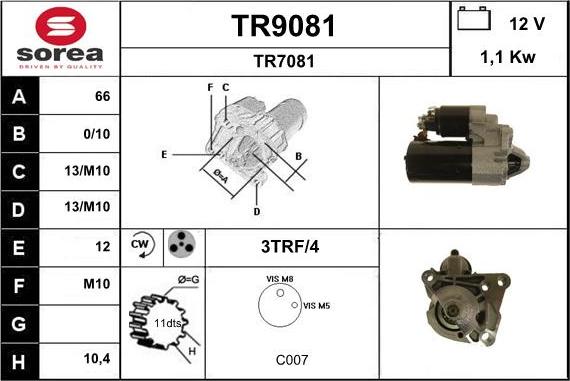 SNRA TR9081 - Стартер autozip.com.ua