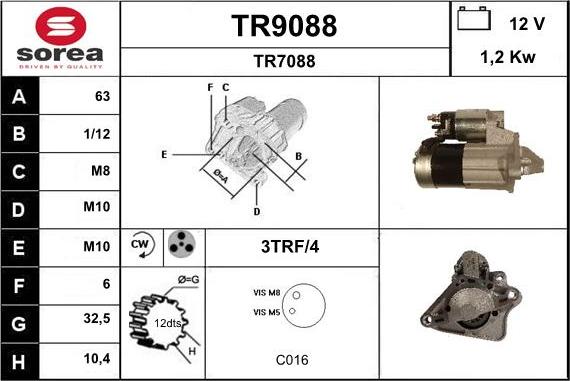 SNRA TR9088 - Стартер autozip.com.ua