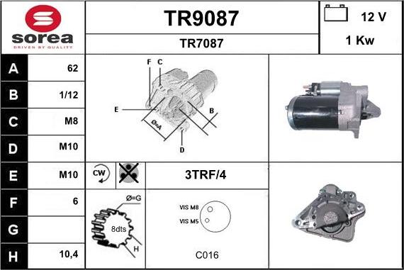 SNRA TR9087 - Стартер autozip.com.ua