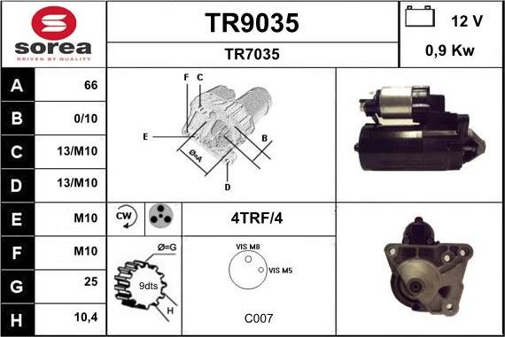 SNRA TR9035 - Стартер autozip.com.ua